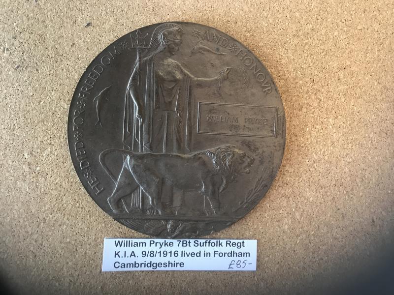 Death Paque Suffolk Regt from Cambridgeshire